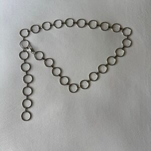 Silver O-Ring Chain Belt 50" Adjustable Lobster Clasp Y2K Boho Metal Grunge Alt